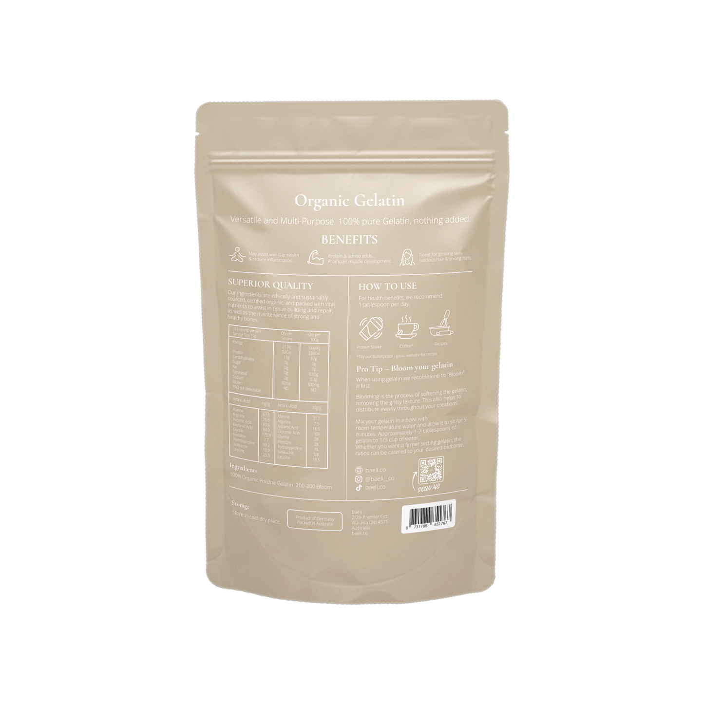 Certified Organic Porcine Gelatin